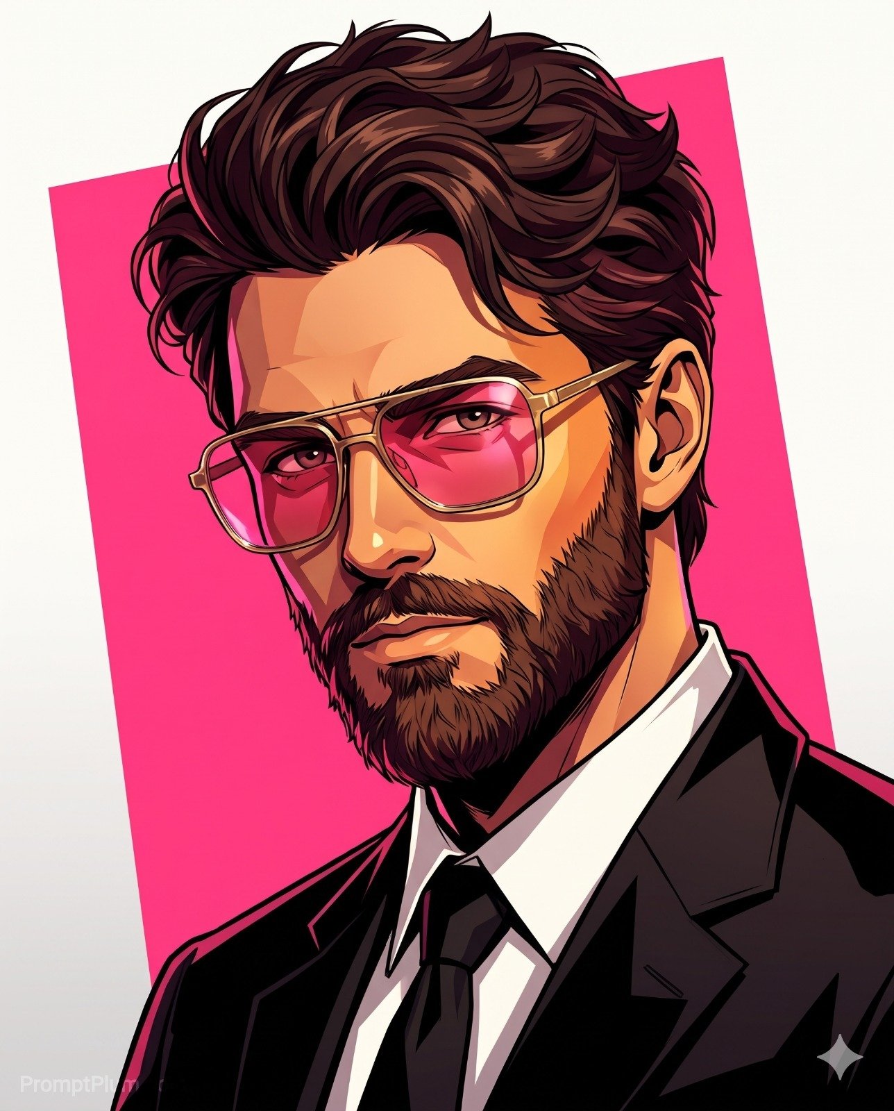 Retro Pop Art Male Portrait Illustration Prompt