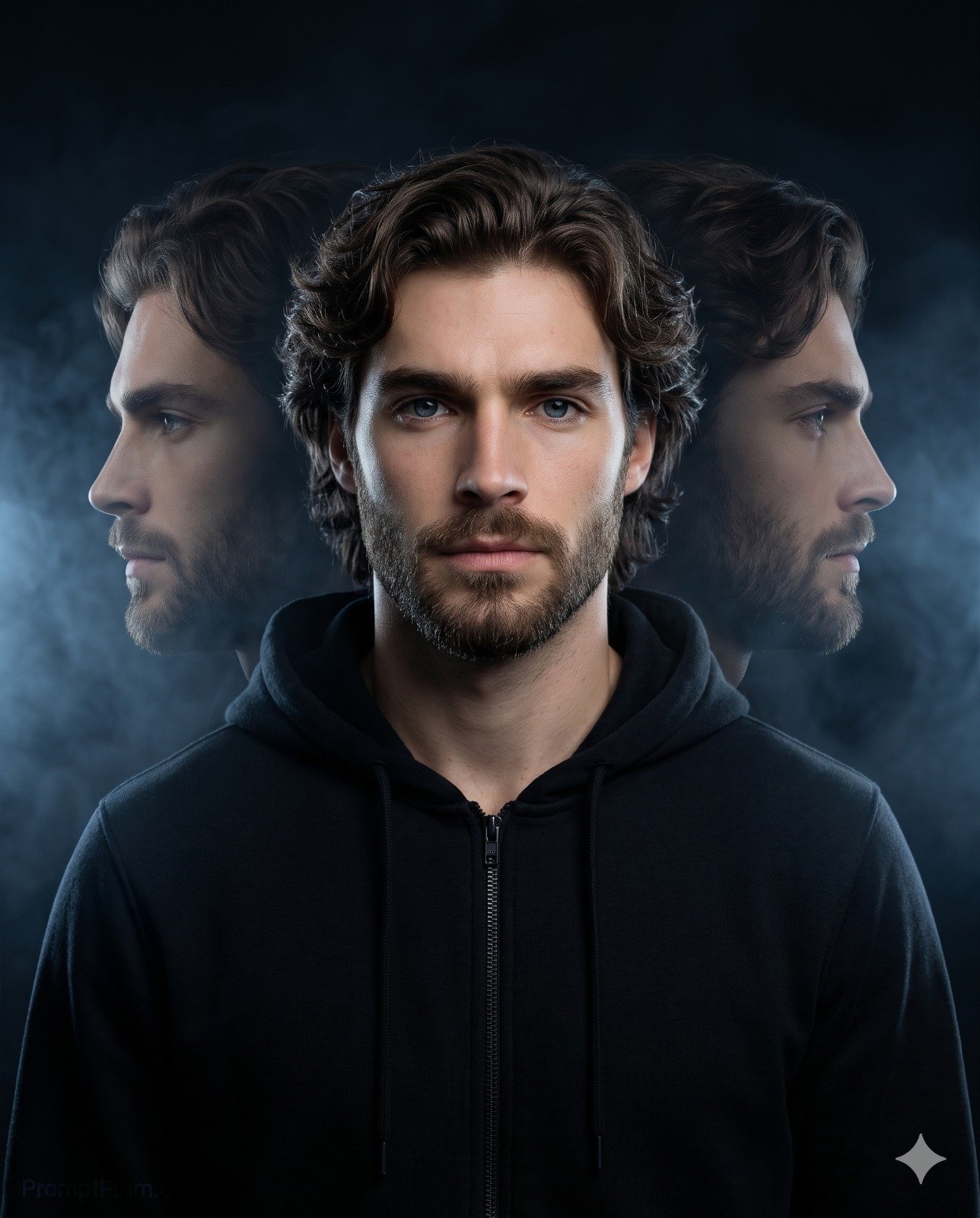 Cinematic Triple Exposure Portrait of a Man Prompt